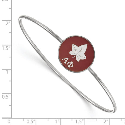 Sterlingsilber Rhodiniert Logoart Alpha Phi Emailliert Schieber auf Armreif Armband