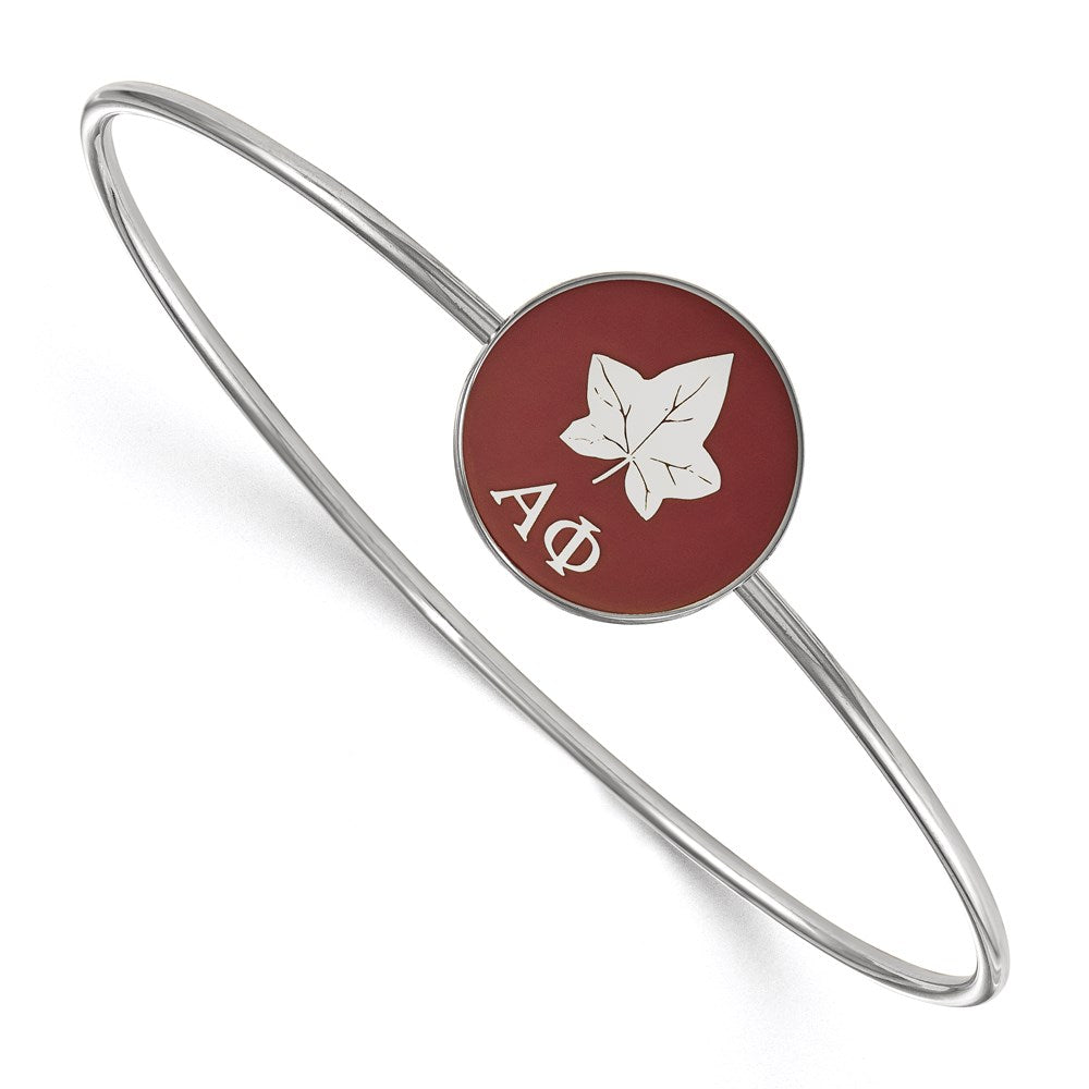 Sterlingsilber Rhodiniert Logoart Alpha Phi Emailliert Schieber auf Armreif Armband