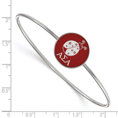 Sterlingsilber S. Rhodiniert Logoart Alpha Sigma Emailliert Schieber auf Armreif Armband
