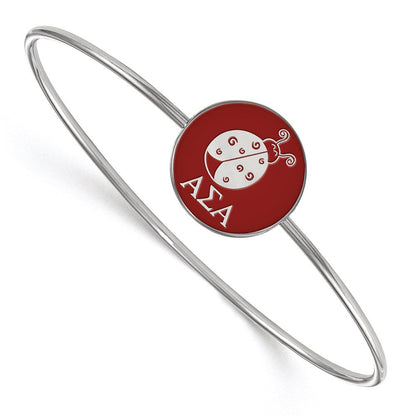 Sterlingsilber S. Rhodiniert Logoart Alpha Sigma Emailliert Schieber auf Armreif Armband