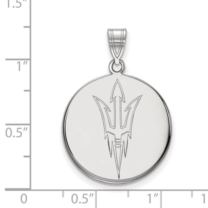 10K Weißgold Logoart Arizona State University Pitchfork Groß Plättchen Anhänger