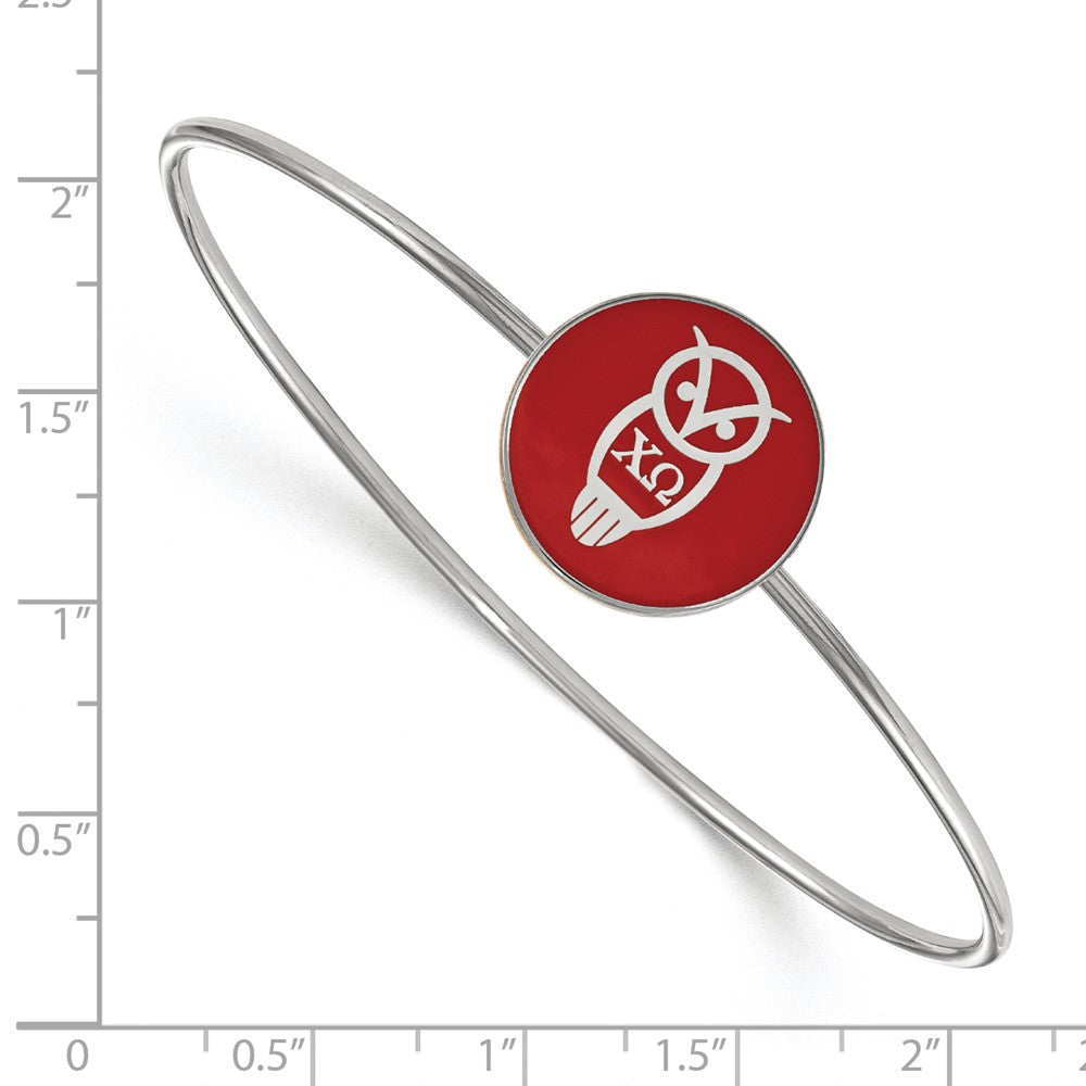 Sterlingsilber Rhodiniert Logoart Chi Omega Emailliert Schieber auf Armreif Armband