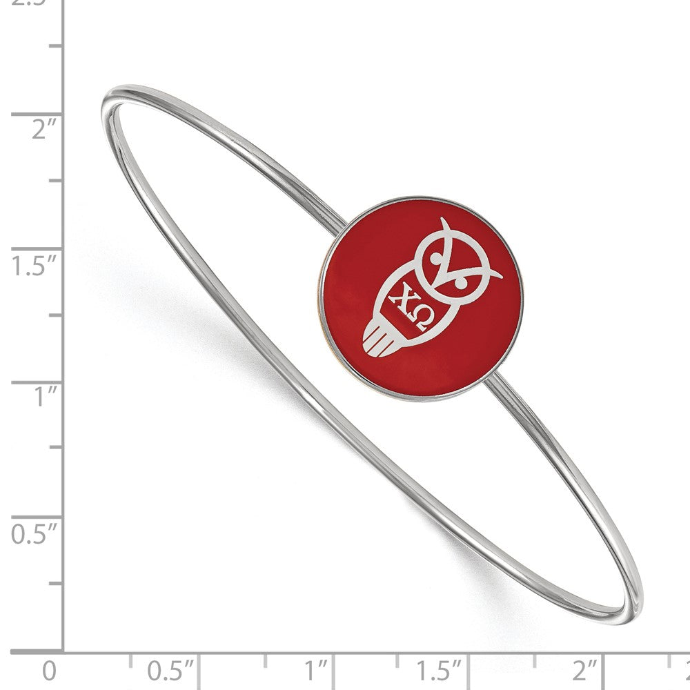 Sterlingsilber Rhodiniert Logoart Chi Omega Emailliert Schieber auf Armreif Armband