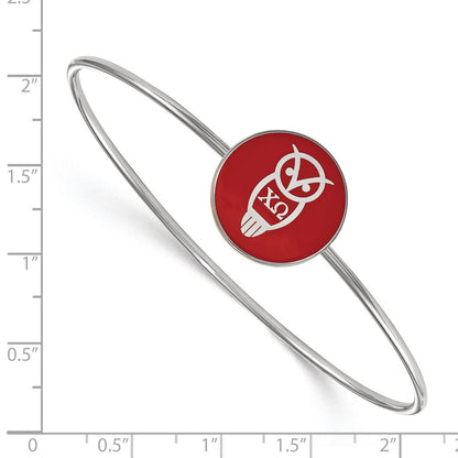Sterlingsilber Rhodiniert Logoart Chi Omega Emailliert Schieber auf Armreif Armband