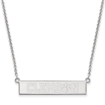 Sterlingsilber Rhodiniert Logoart Clemson University Klein Stab 18 Zoll Halskette
