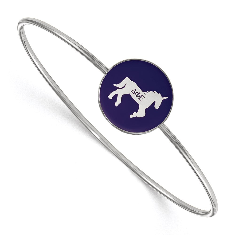 Sterlingsilber S. Rhodiniert Logoart Delta Phi Epsilon Emailliert Schieber auf Armreif Armband