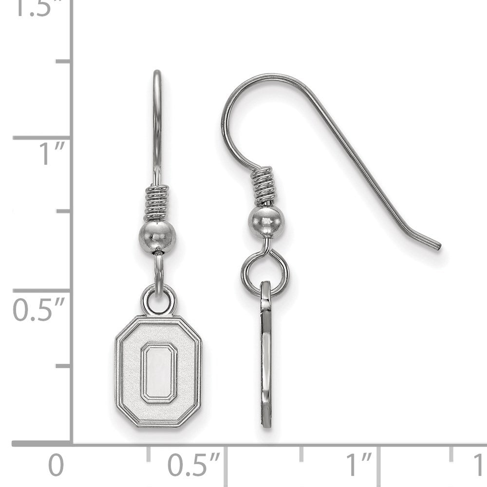 Sterlingsilber Rhodiniert Logoart The Ohio State University Buchstabe O Extra Klein Hängend Draht Ohrringe