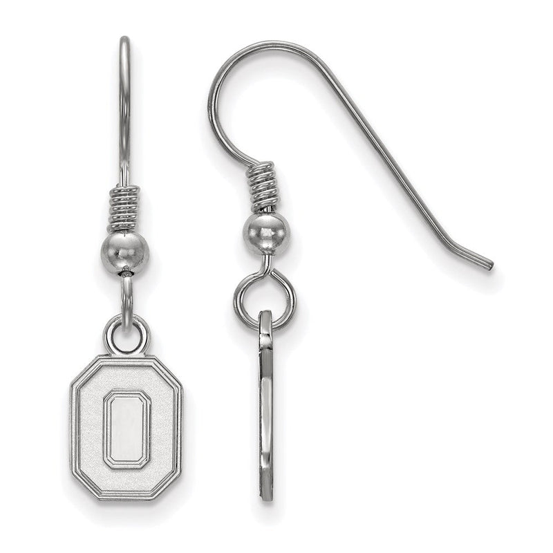 Sterlingsilber Rhodiniert Logoart The Ohio State University Buchstabe O Extra Klein Hängend Draht Ohrringe