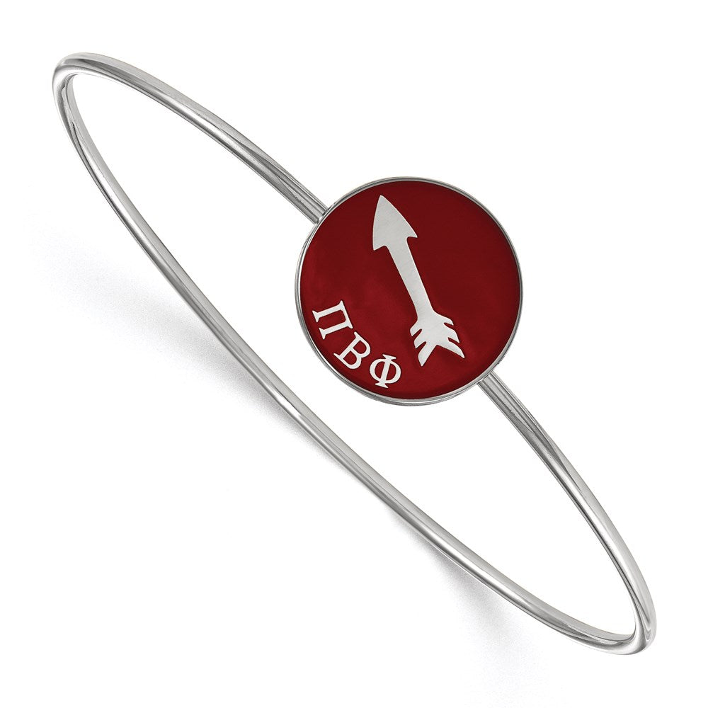 Sterlingsilber Rhodiniert Logoart Pi Beta Phi Emailliert Schieber auf Armreif Armband