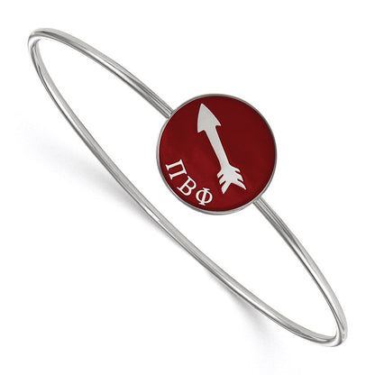Sterlingsilber Rhodiniert Logoart Pi Beta Phi Emailliert Schieber auf Armreif Armband