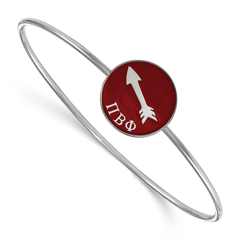 Sterlingsilber Rhodiniert Logoart Pi Beta Phi Emailliert Schieber auf Armreif Armband