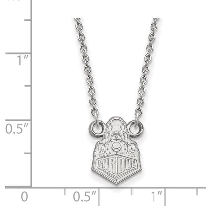 Sterlingsilber Rhodiniert Logoart Purdue University Boilermakers Zug Logo Klein Anhänger 18 Zoll Halskette