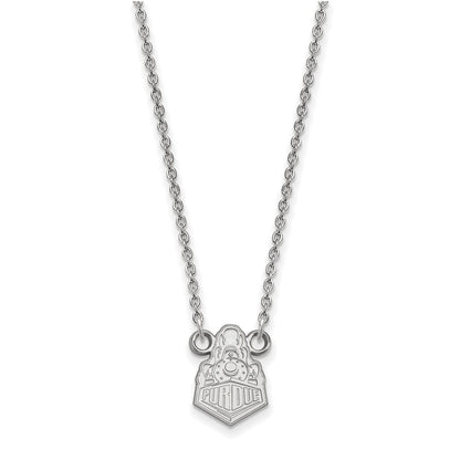 Sterlingsilber Rhodiniert Logoart Purdue University Boilermakers Zug Logo Klein Anhänger 18 Zoll Halskette