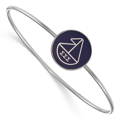 Sterlingsilber S. Rhodiniert Logoart Sigma Emailliert Schieber auf Armreif Armband