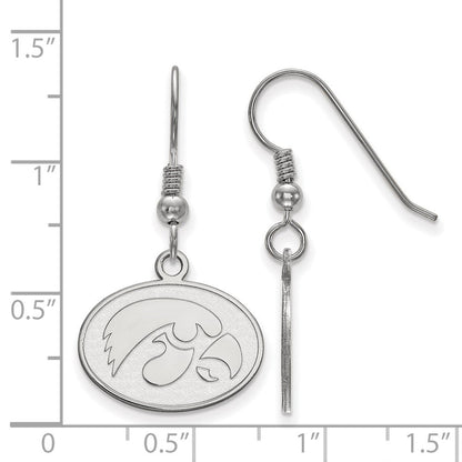 Sterlingsilber Rhodiniert Logoart University Of Iowa Hawk Klein Oval Hängend Draht Ohrringe
