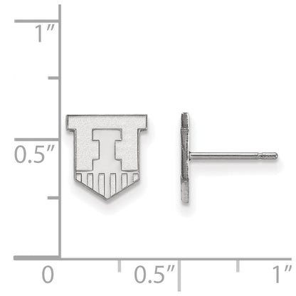 Sterlingsilber Rhodiniert Logoart University Of Illinois Victory Abzeichen Extra Klein Ohrstecker