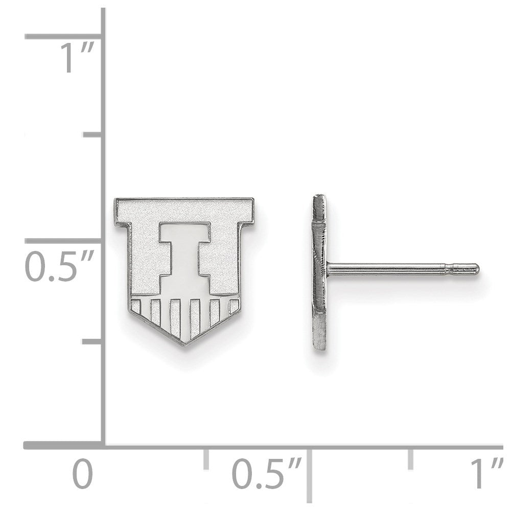 10K Weißgold Logoart University Of Illinois Victory Abzeichen Extra Klein Ohrstecker