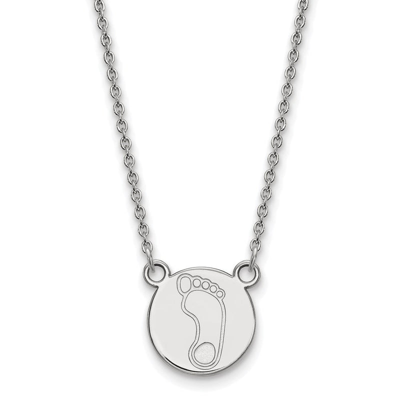 Sterlingsilber Rhodiniert Logoart University Of North Carolina Tar Heel Klein Plättchen Anhänger 18 Zoll Halskette