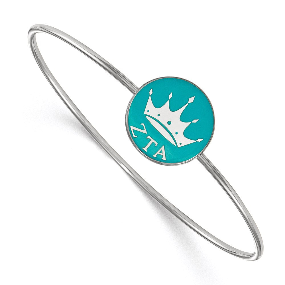 Sterlingsilber Rhodiniert Logoart Zeta Tau Alpha Emailliert Schieber auf Armreif Armband