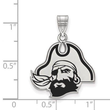 Sterlingsilber Rhodiniert Logoart Ost Carolina University Pirat Groß Emailliert Anhänger