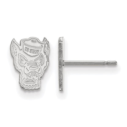 10K Weißgold Logoart North Carolina State University Wolf Extra Klein Ohrstecker