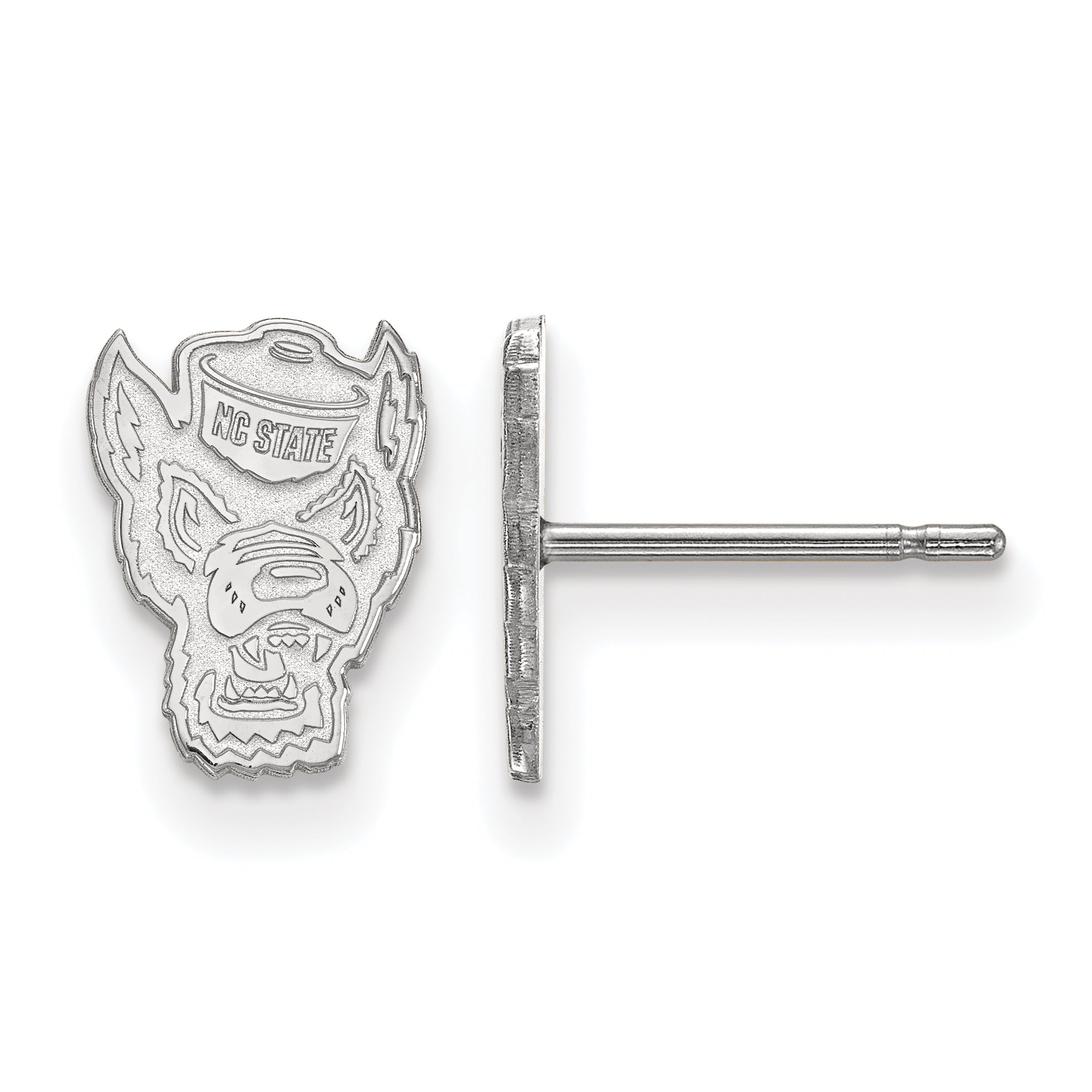 14K Weißgold Logoart North Carolina State University Wolf Extra Klein Ohrstecker