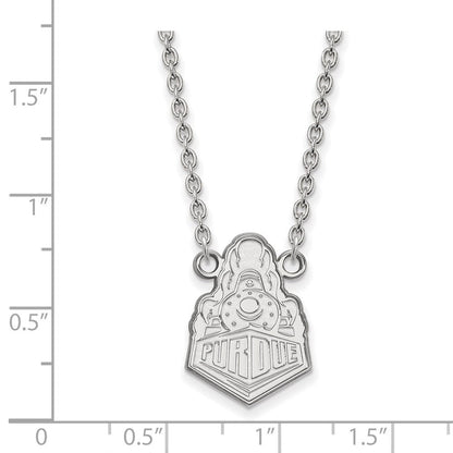 Sterlingsilber Rhodiniert Logoart Purdue University Boilermakers Zug Logo Groß Anhänger 18 Zoll Halskette