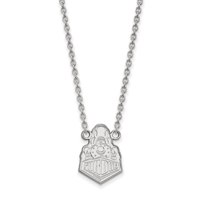 Sterlingsilber Rhodiniert Logoart Purdue University Boilermakers Zug Logo Groß Anhänger 18 Zoll Halskette