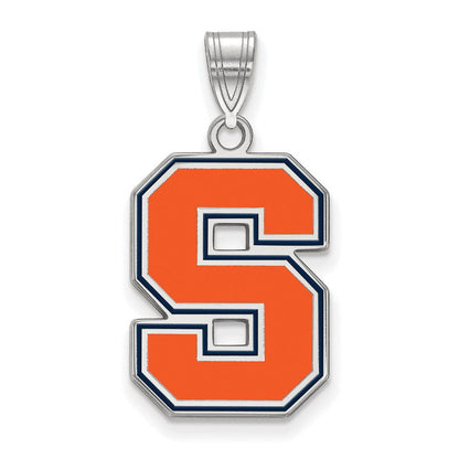 Sterlingsilber Rhodiniert Logoart Syracuse University Buchstabe S Groß Emailliert Anhänger