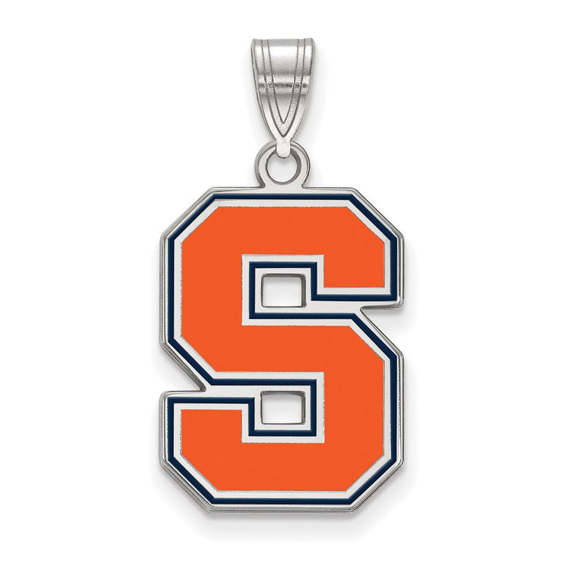 Sterlingsilber Rhodiniert Logoart Syracuse University Buchstabe S Groß Emailliert Anhänger