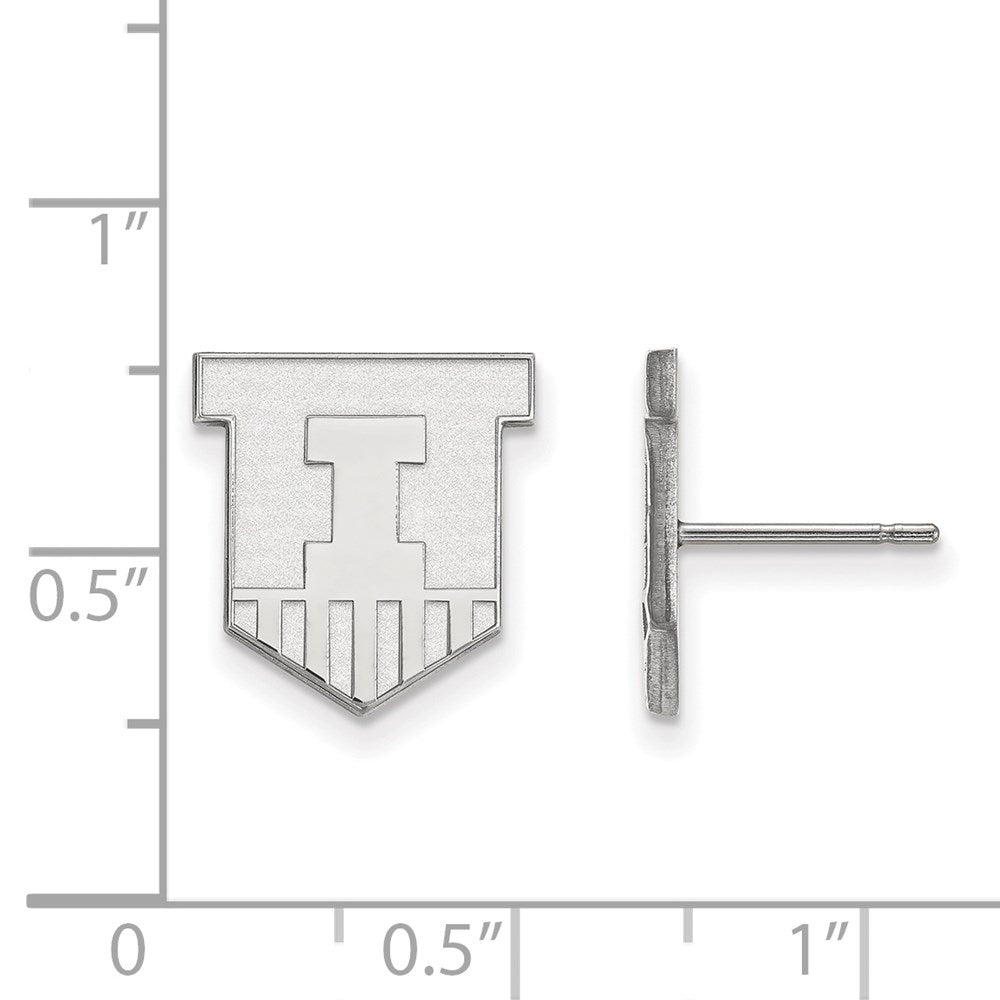Sterlingsilber Rhodiniert Logoart University Of Illinois Victory Abzeichen Klein Ohrstecker