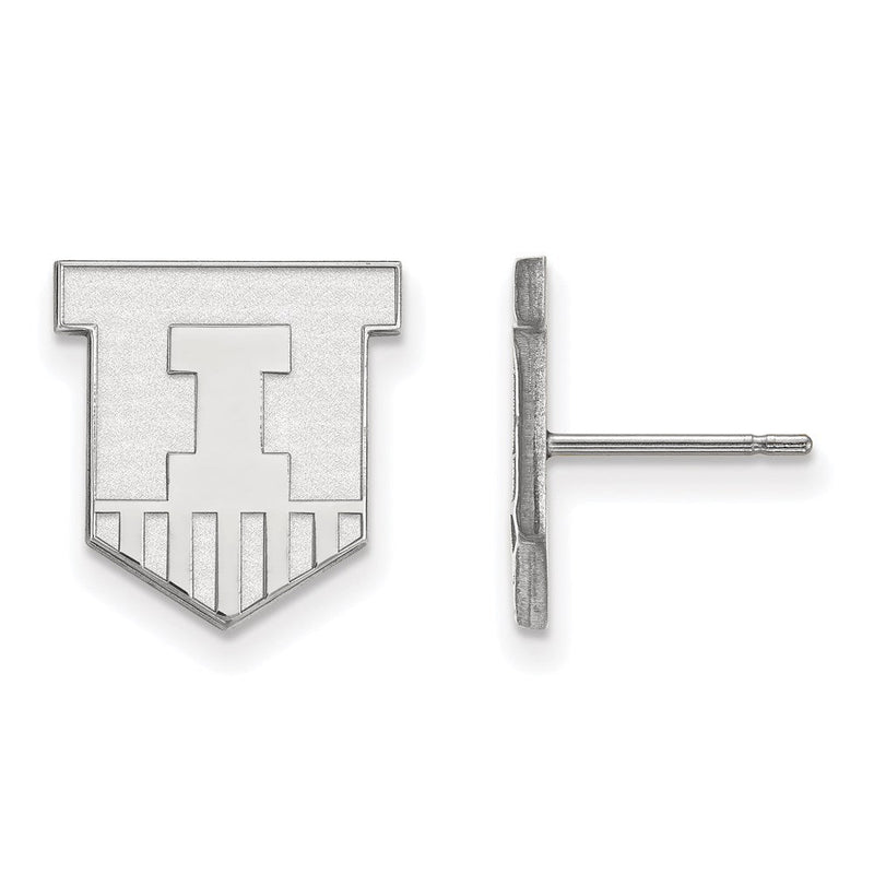 Sterlingsilber Rhodiniert Logoart University Of Illinois Victory Abzeichen Klein Ohrstecker