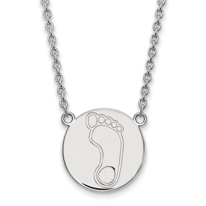 Sterlingsilber Rhodiniert Logoart University Of North Carolina Tar Heel Groß Plättchen Anhänger 18 Zoll Halskette