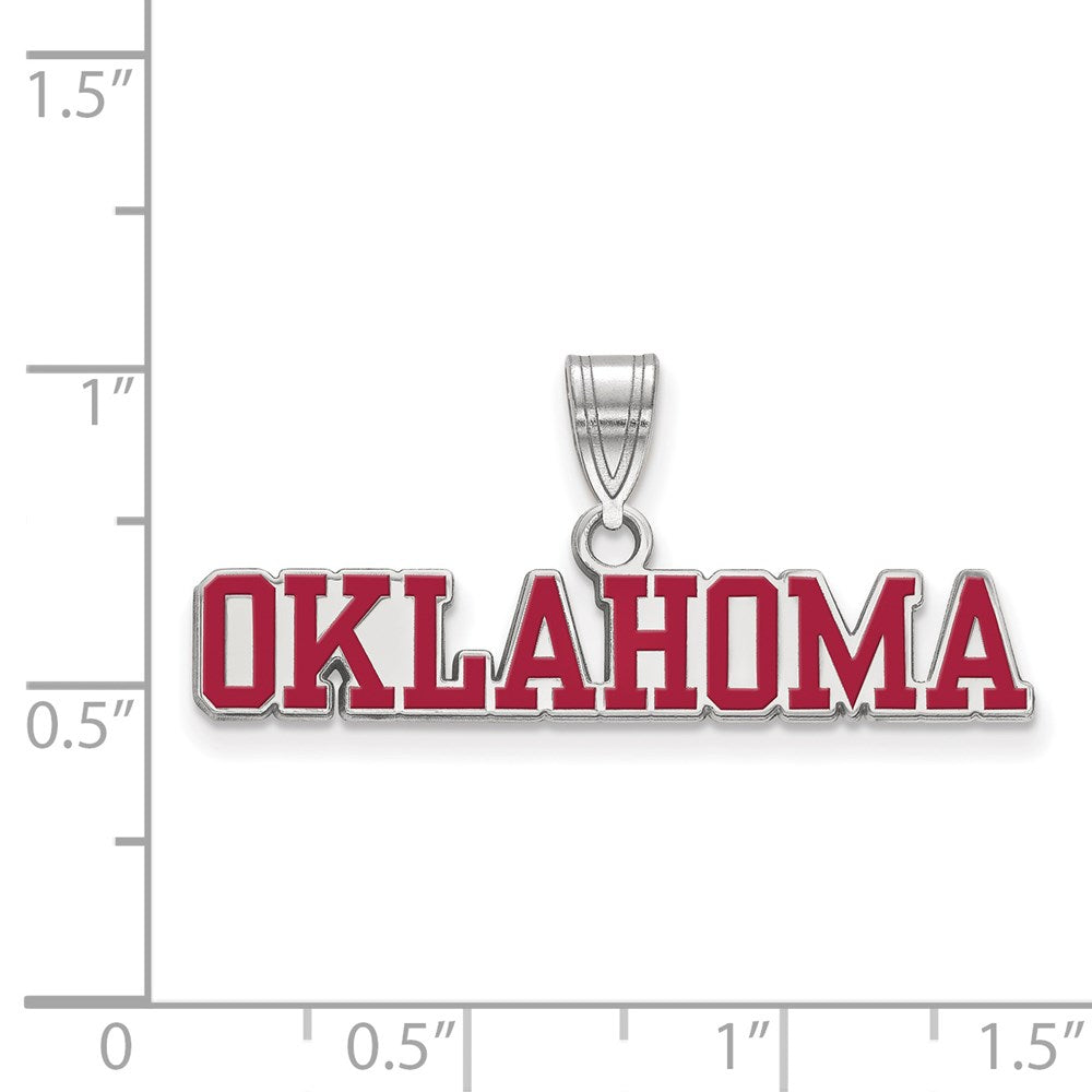 Sterlingsilber Rhodiniert Logoart University Of Oklahoma Groß Emailliert Anhänger