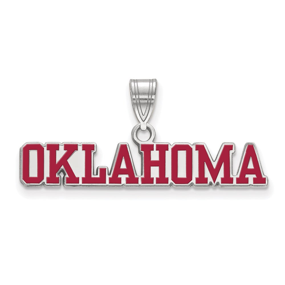 Sterlingsilber Rhodiniert Logoart University Of Oklahoma Groß Emailliert Anhänger