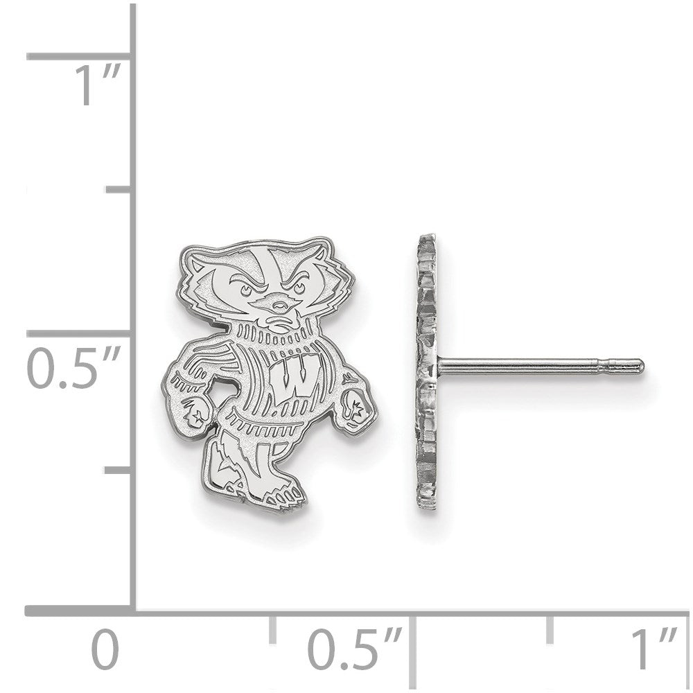 Sterlingsilber Rhodiniert Logoart University Of Wisconsin Badger Klein Ohrstecker