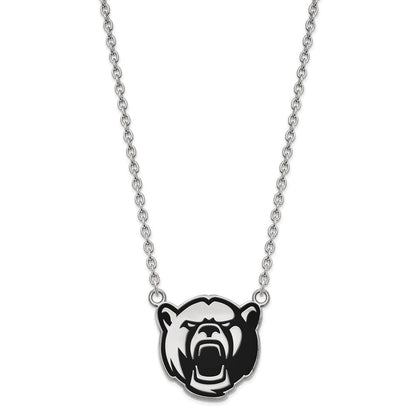 Sterlingsilber Rhodiniert Logoart Baylor University Groß Emailliert Anhänger 18 Zoll Halskette
