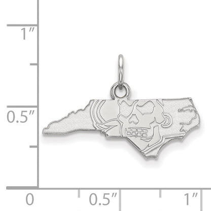 Sterlingsilber Rhodiniert Logoart Ost Carolina University Karte Extra Klein Anhänger