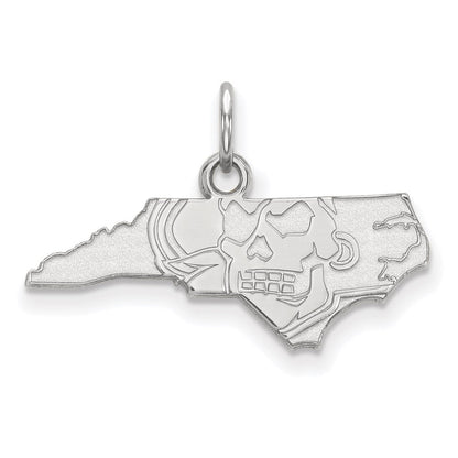 Sterlingsilber Rhodiniert Logoart Ost Carolina University Karte Extra Klein Anhänger