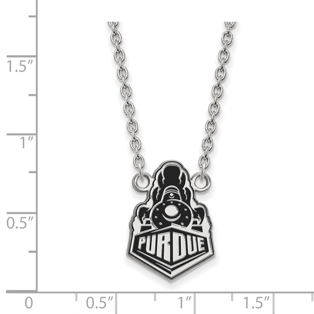 Sterlingsilber Rhodiniert Logoart Purdue University Boilermakers Zug Logo Groß Emailliert Anhänger 18 Zoll Halskette