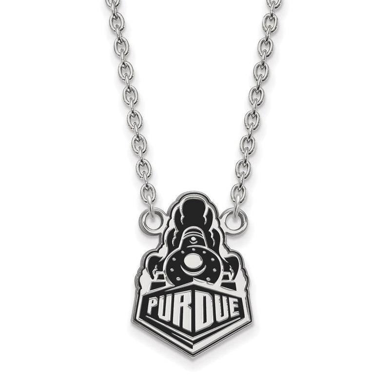 Sterlingsilber Rhodiniert Logoart Purdue University Boilermakers Zug Logo Groß Emailliert Anhänger 18 Zoll Halskette