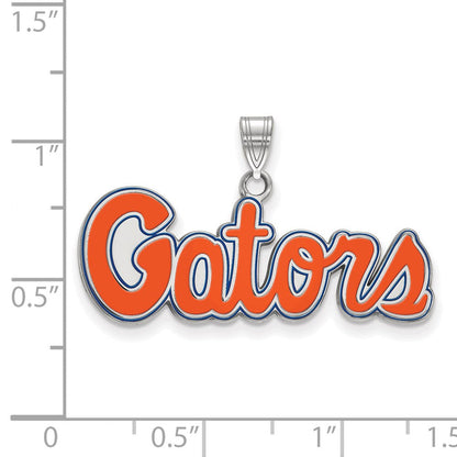 Sterlingsilber Rhodiniert Logoart University Of Florida Gators Schreibschrift Klein Emailliert Anhänger