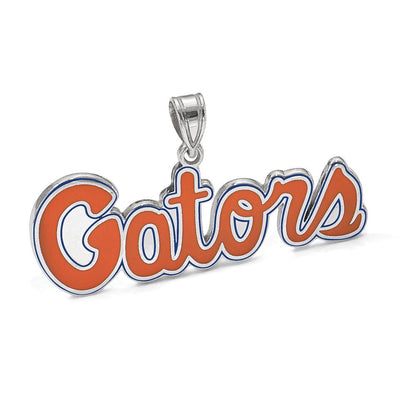 Sterlingsilber Rhodiniert Logoart University Of Florida Gators Schreibschrift Klein Emailliert Anhänger