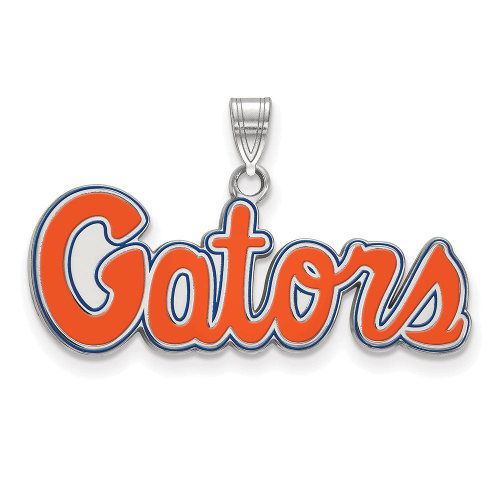 Sterlingsilber Rhodiniert Logoart University Of Florida Gators Schreibschrift Klein Emailliert Anhänger