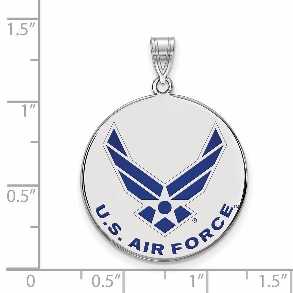 Sterlingsilber Rhodiniert Logoart U.s. Luft Kraft Xl Emaille Plättchen Anhänger