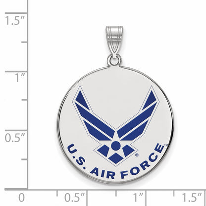 Sterlingsilber Rhodiniert Logoart U.s. Luft Kraft Xl Emaille Plättchen Anhänger