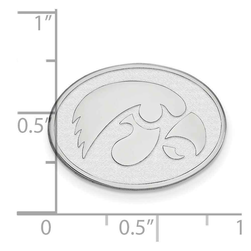 14K Weißgold Logoart University Of Iowa Hawk Oval Anstecknadel