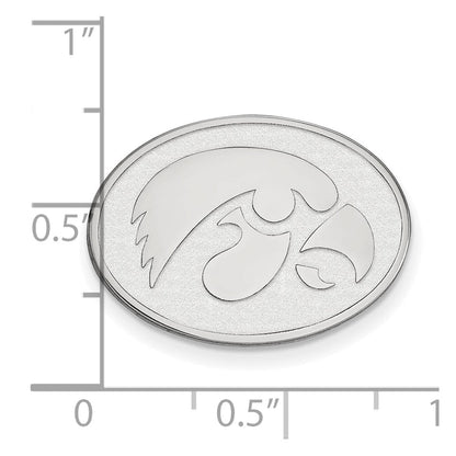 14K Weißgold Logoart University Of Iowa Hawk Oval Anstecknadel