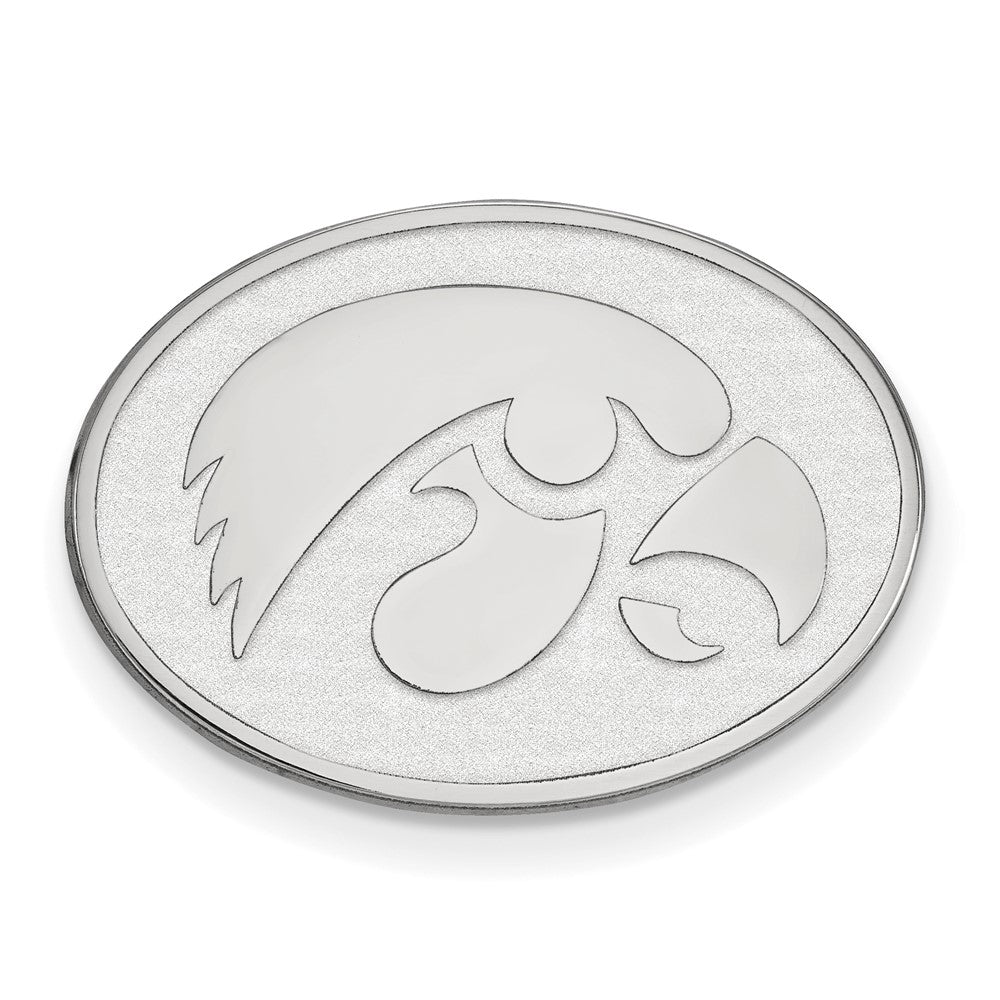 14K Weißgold Logoart University Of Iowa Hawk Oval Anstecknadel