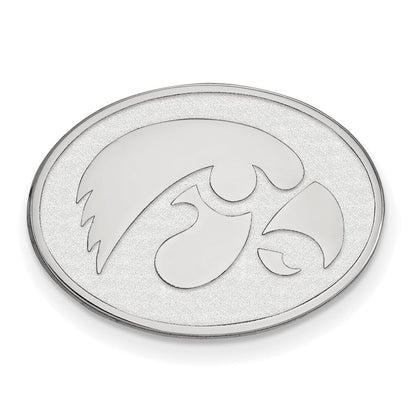 14K Weißgold Logoart University Of Iowa Hawk Oval Anstecknadel